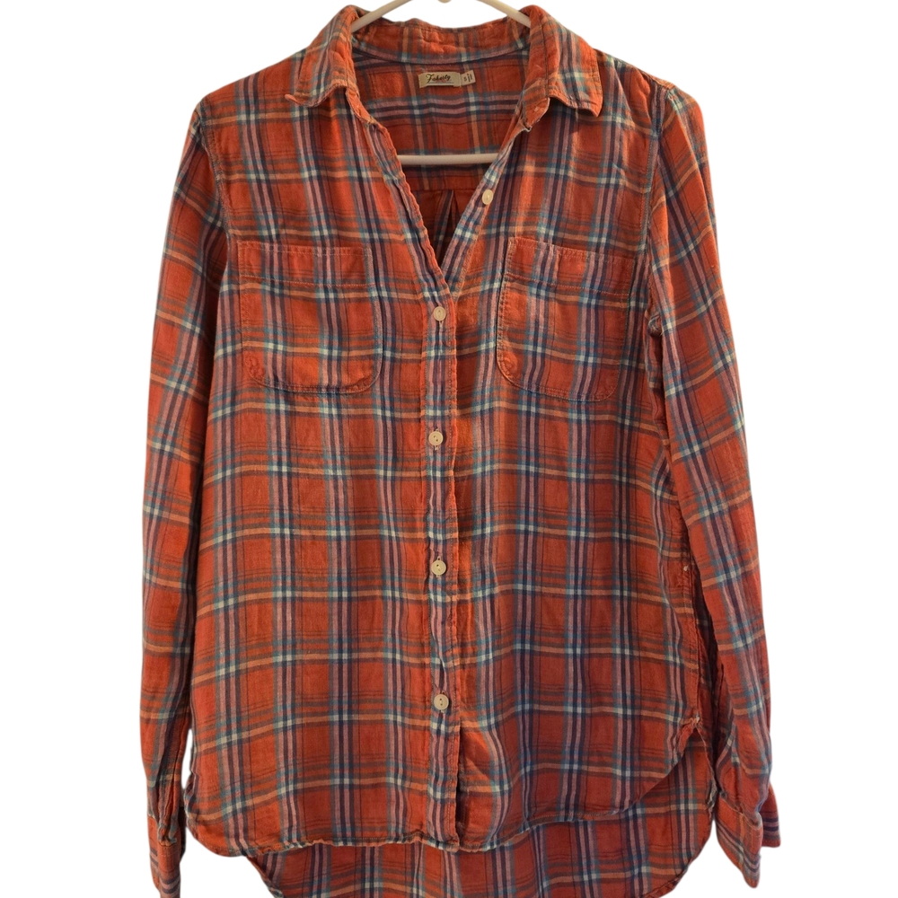 Faherty Pink Plaid Button Down Shirt